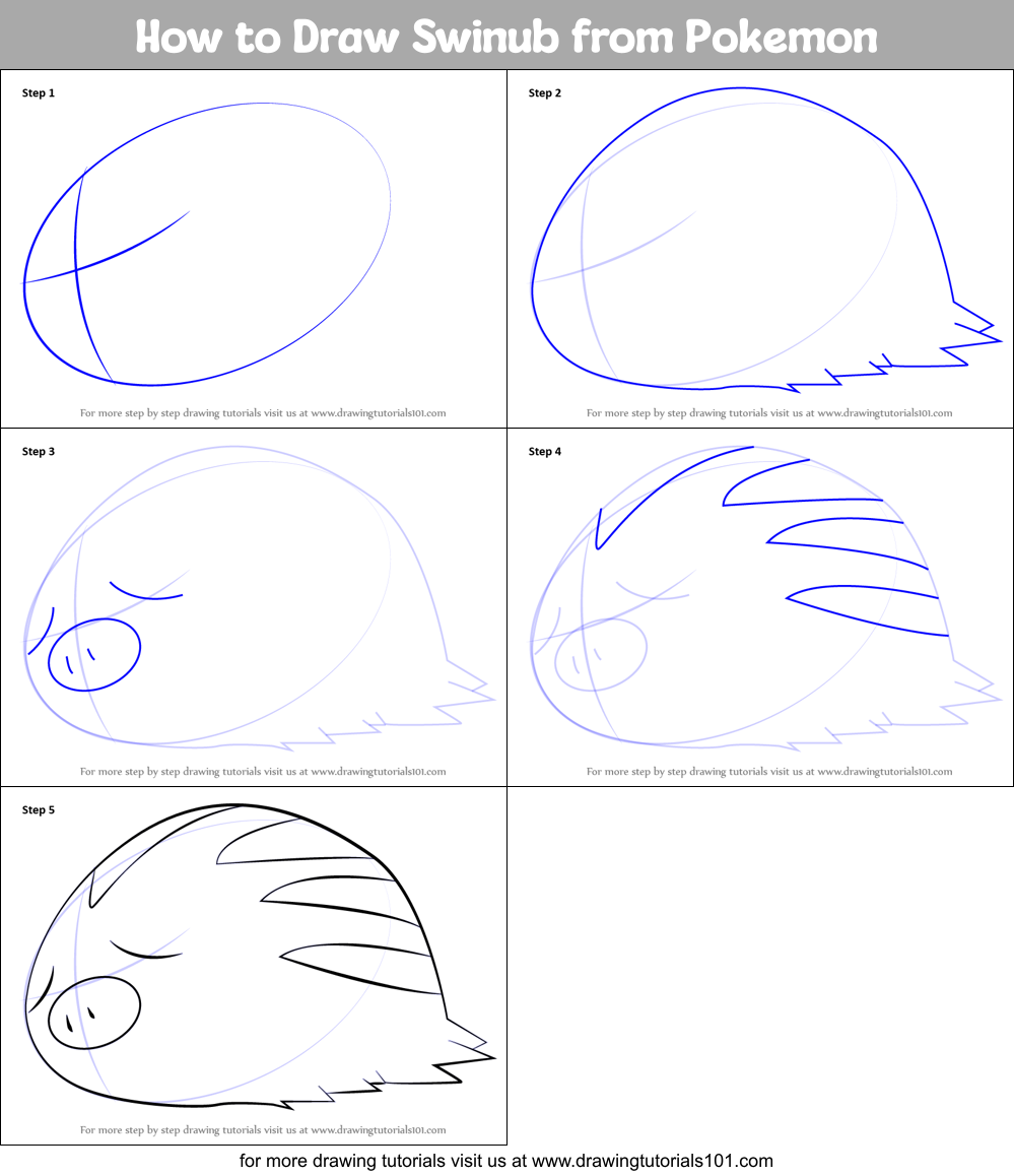 How to Draw Swinub from Pokemon Printable Step by Step