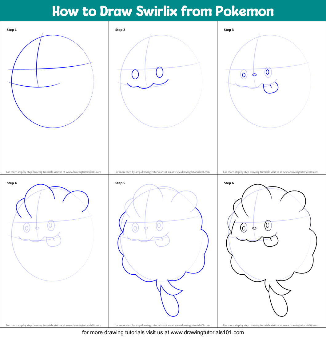How to Draw Swirlix from Pokemon Printable Step by Step