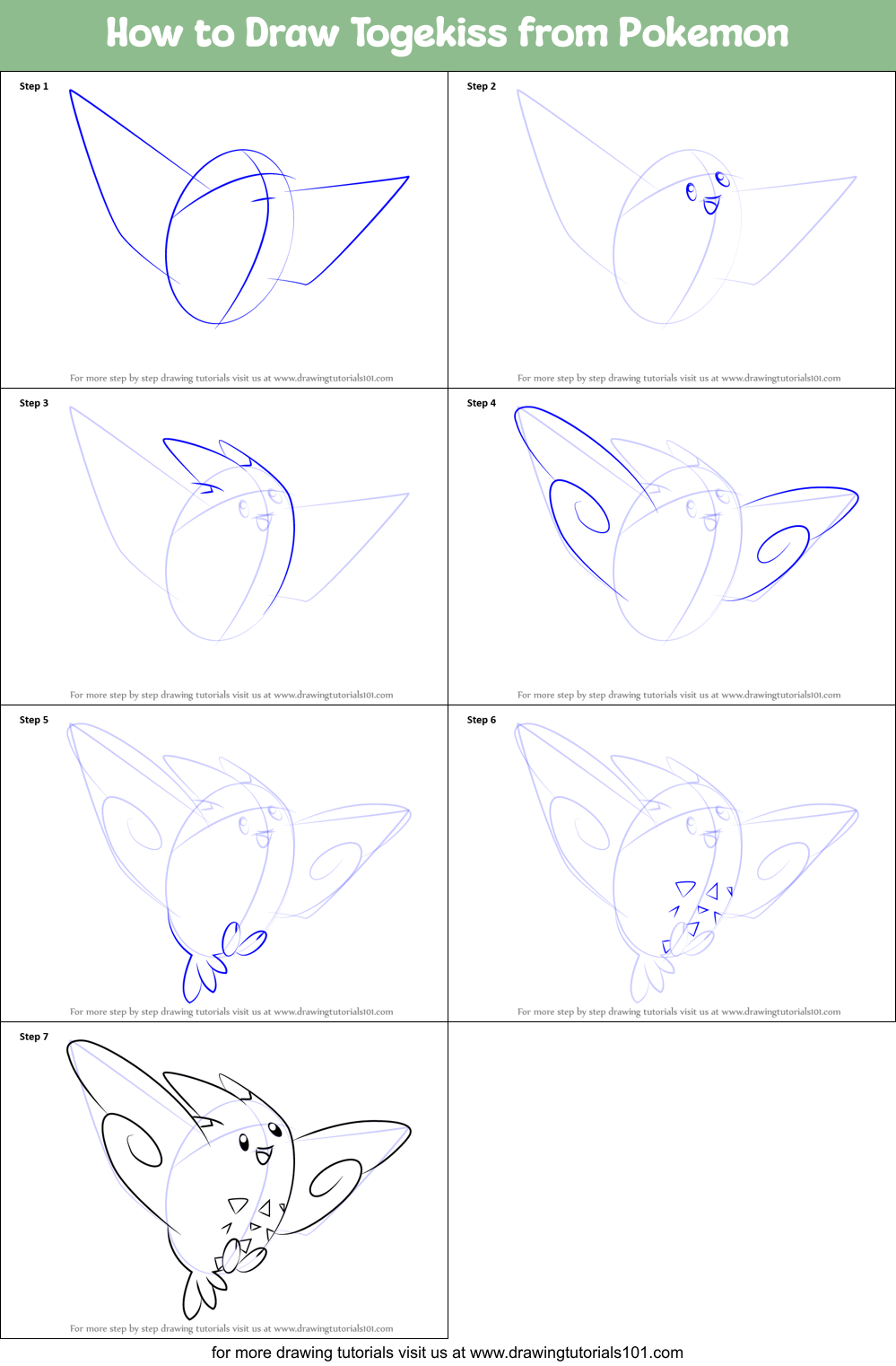 How to Draw Togekiss from Pokemon Printable Step by Step