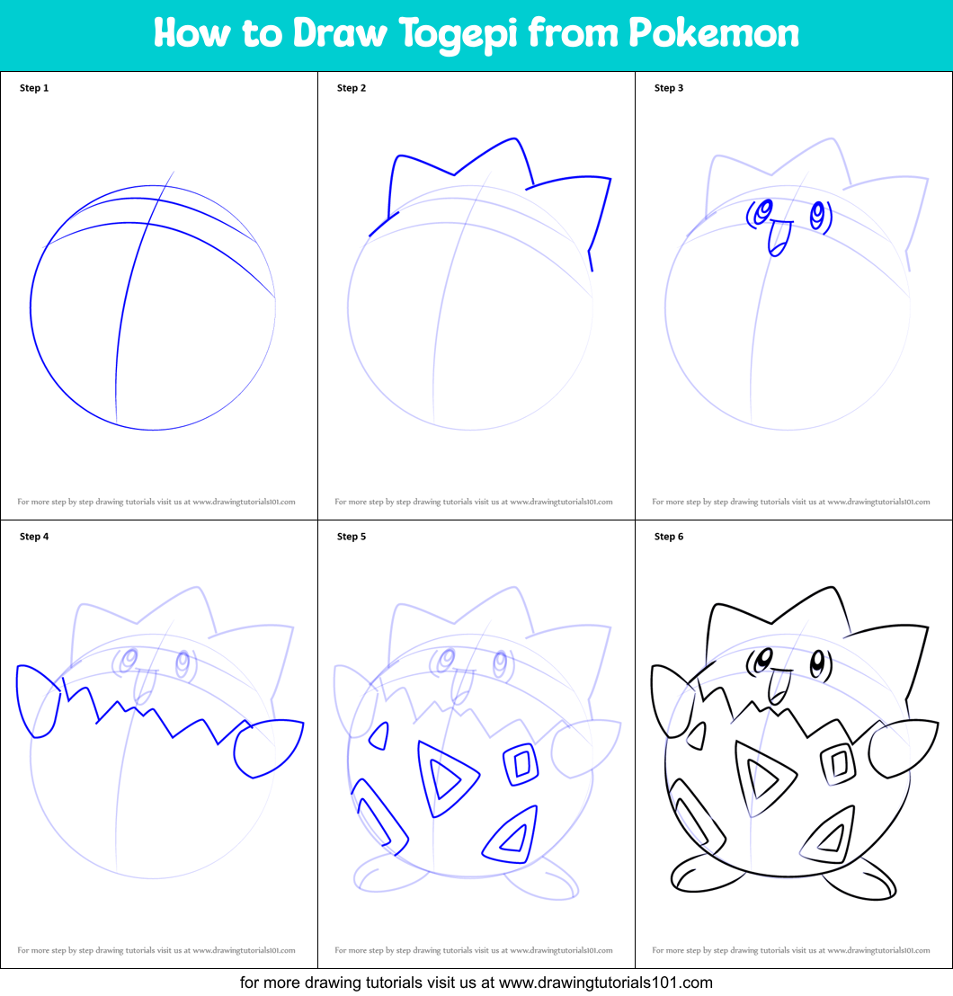How to Draw Togepi from Pokemon Printable Step by Step