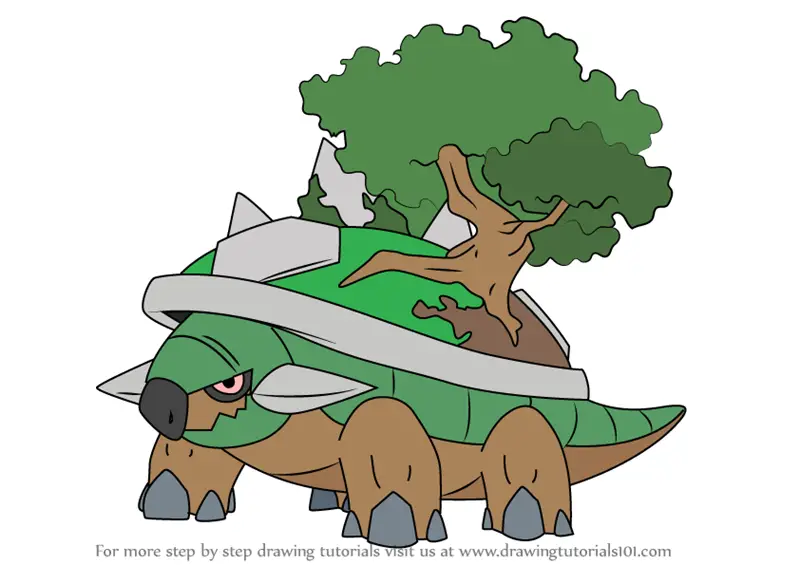 Step by Step How to Draw Torterra from Pokemon : DrawingTutorials101.com