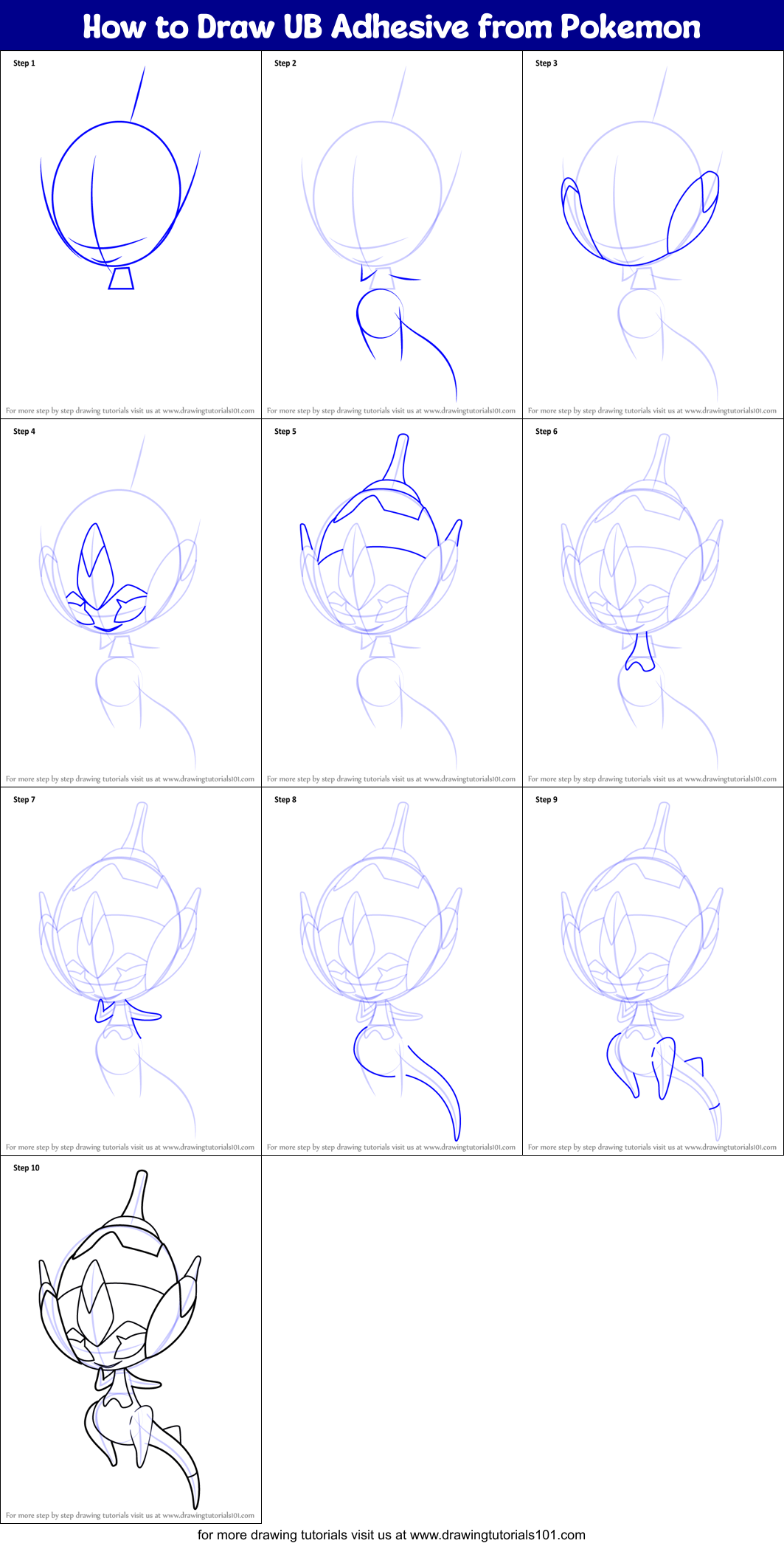 How to Draw UB Adhesive from Pokemon Printable Step by Step