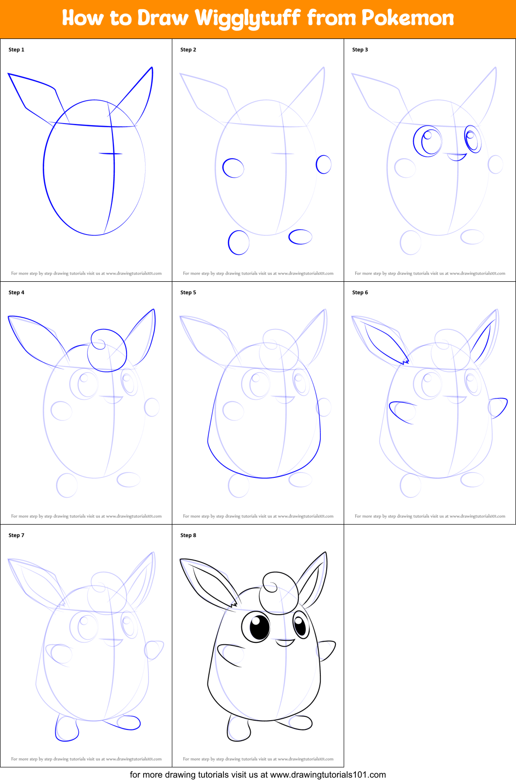 How to Draw Wigglytuff from Pokemon Printable Step by Step