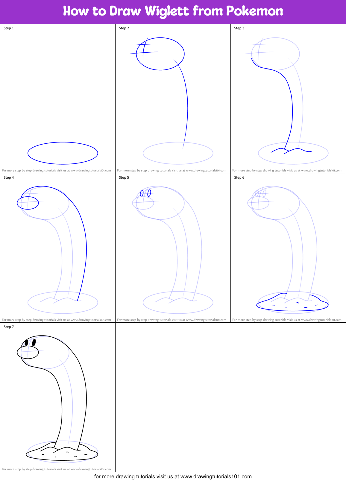 How to Draw Wiglett from Pokemon Printable Step by Step