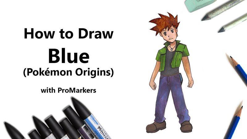 How to Draw Blue from Pokémon Origins by Color Pencils