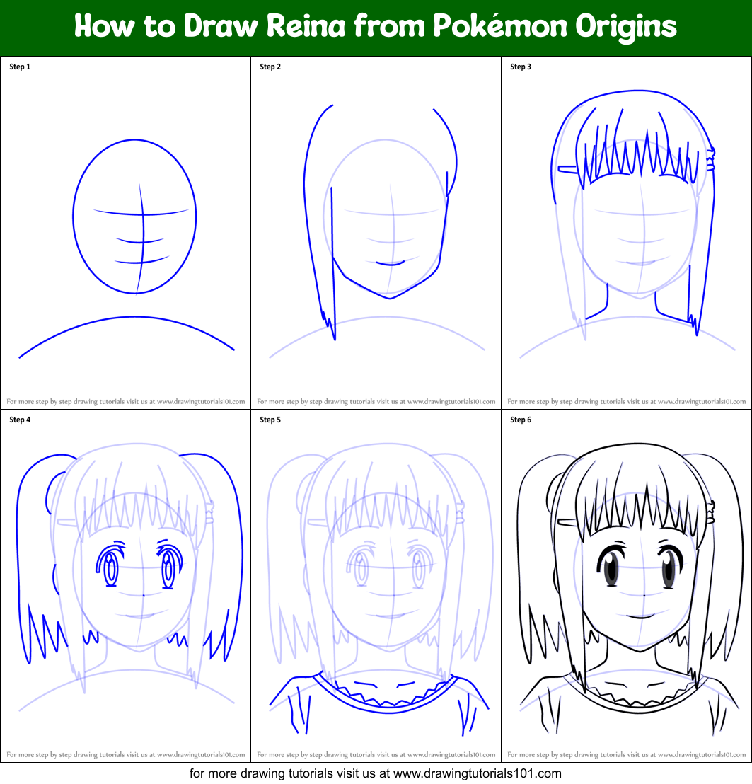 How to Draw Reina from Pokémon Origins Printable Step by Step