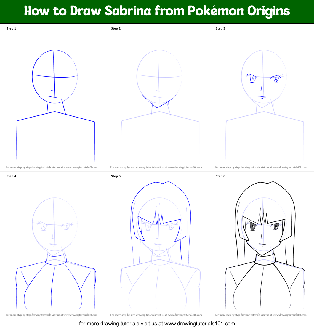 How to Draw Sabrina from Pokémon Origins Printable Step by Step