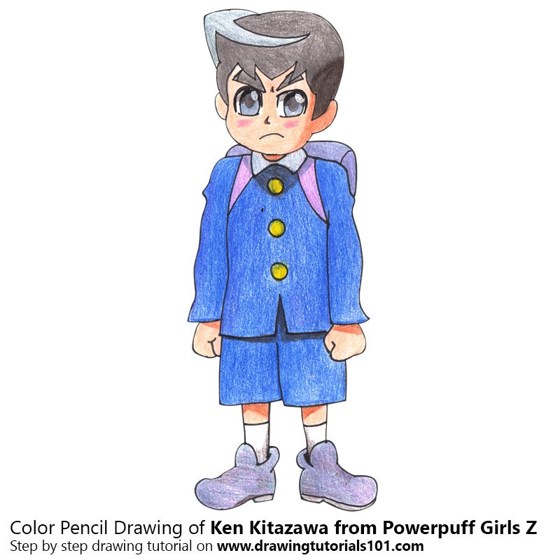 How to Draw Ken Kitazawa from Powerpuff Girls Z by Color Pencils