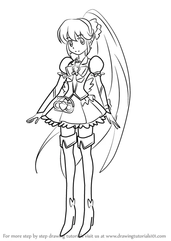 Learn How to Draw Cure Lovely from Pretty Cure (Pretty Cure) Step by