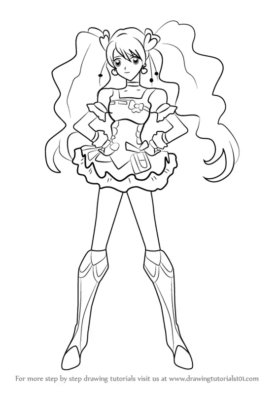 Learn How to Draw Cure Peach from Pretty Cure (Pretty Cure) Step by