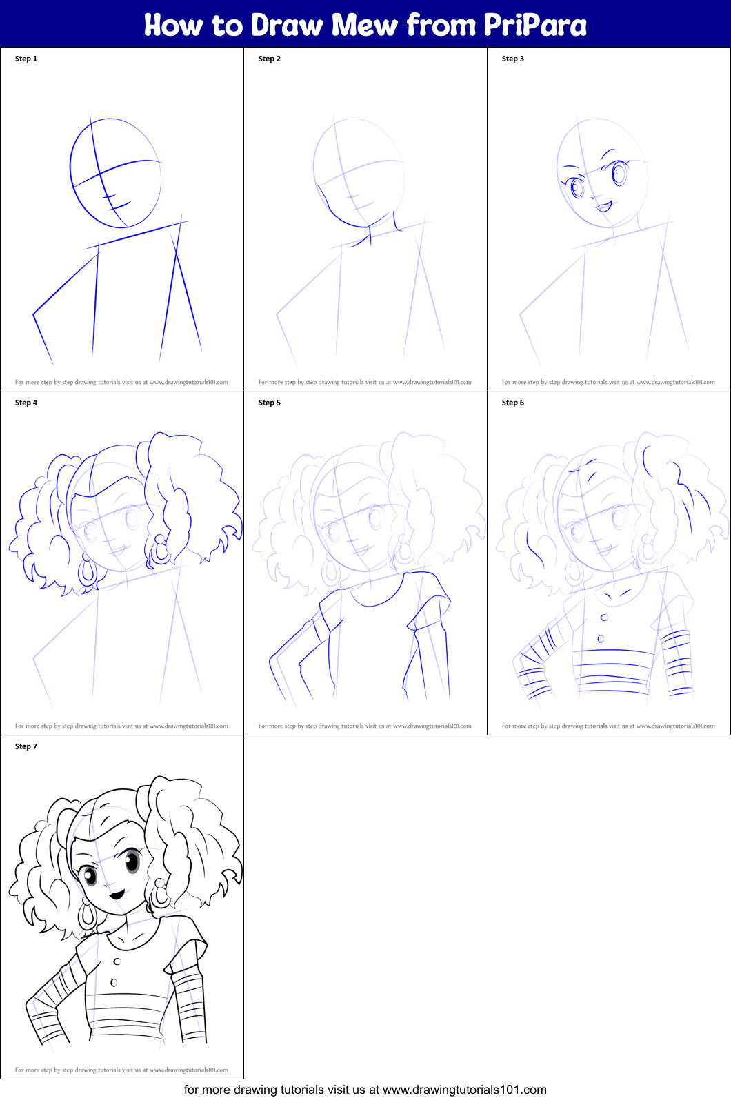 How to Draw Mew from PriPara Printable Step by Step