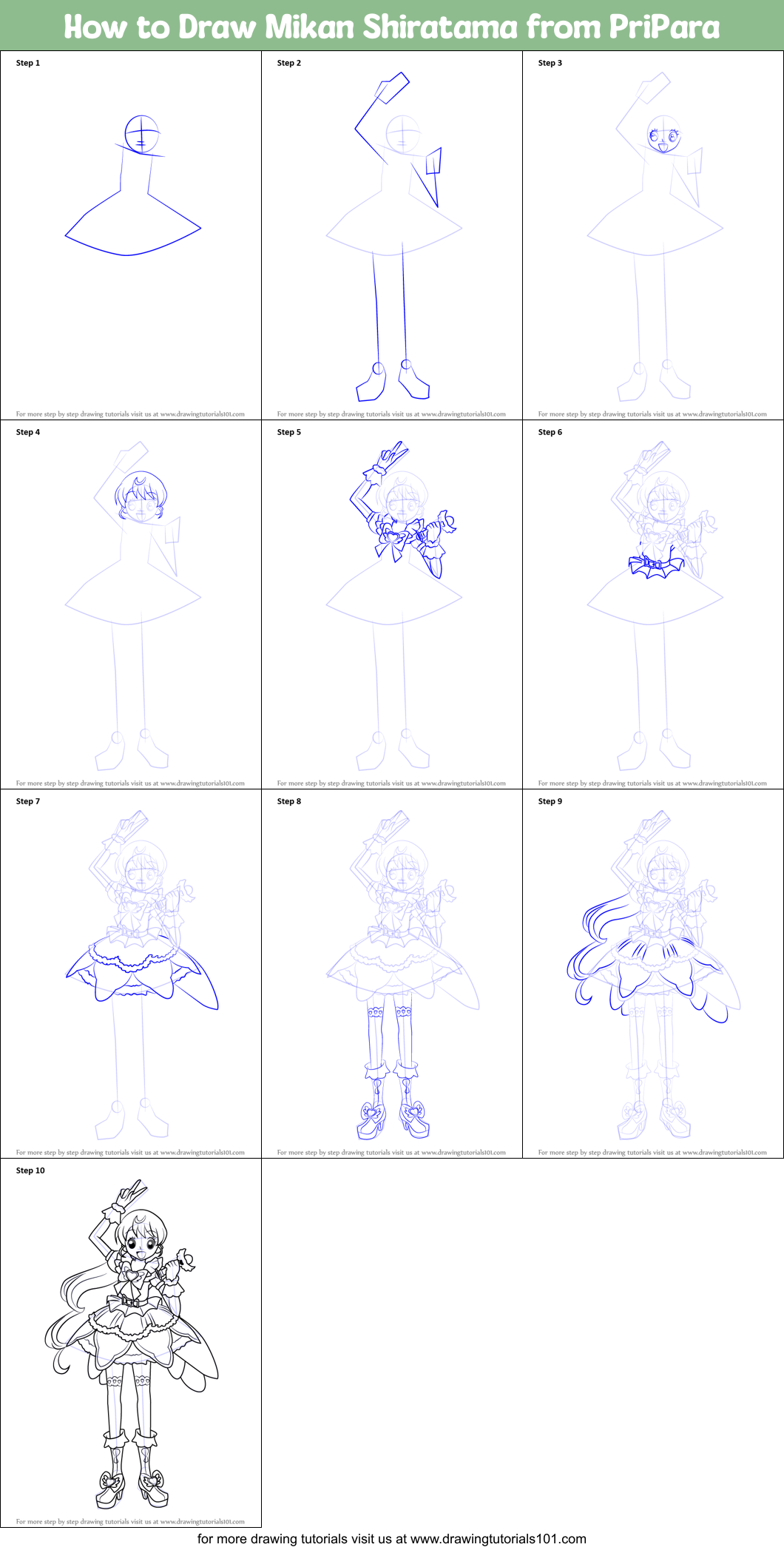 How to Draw Mikan Shiratama from PriPara Printable Step by Step