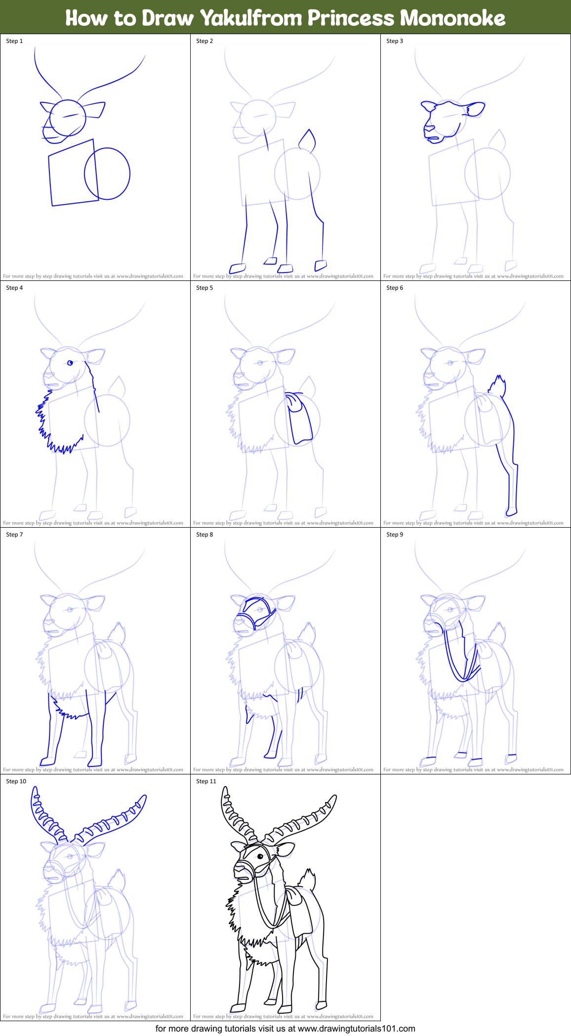 How to Draw Yakulfrom Princess Mononoke Printable Step by Step