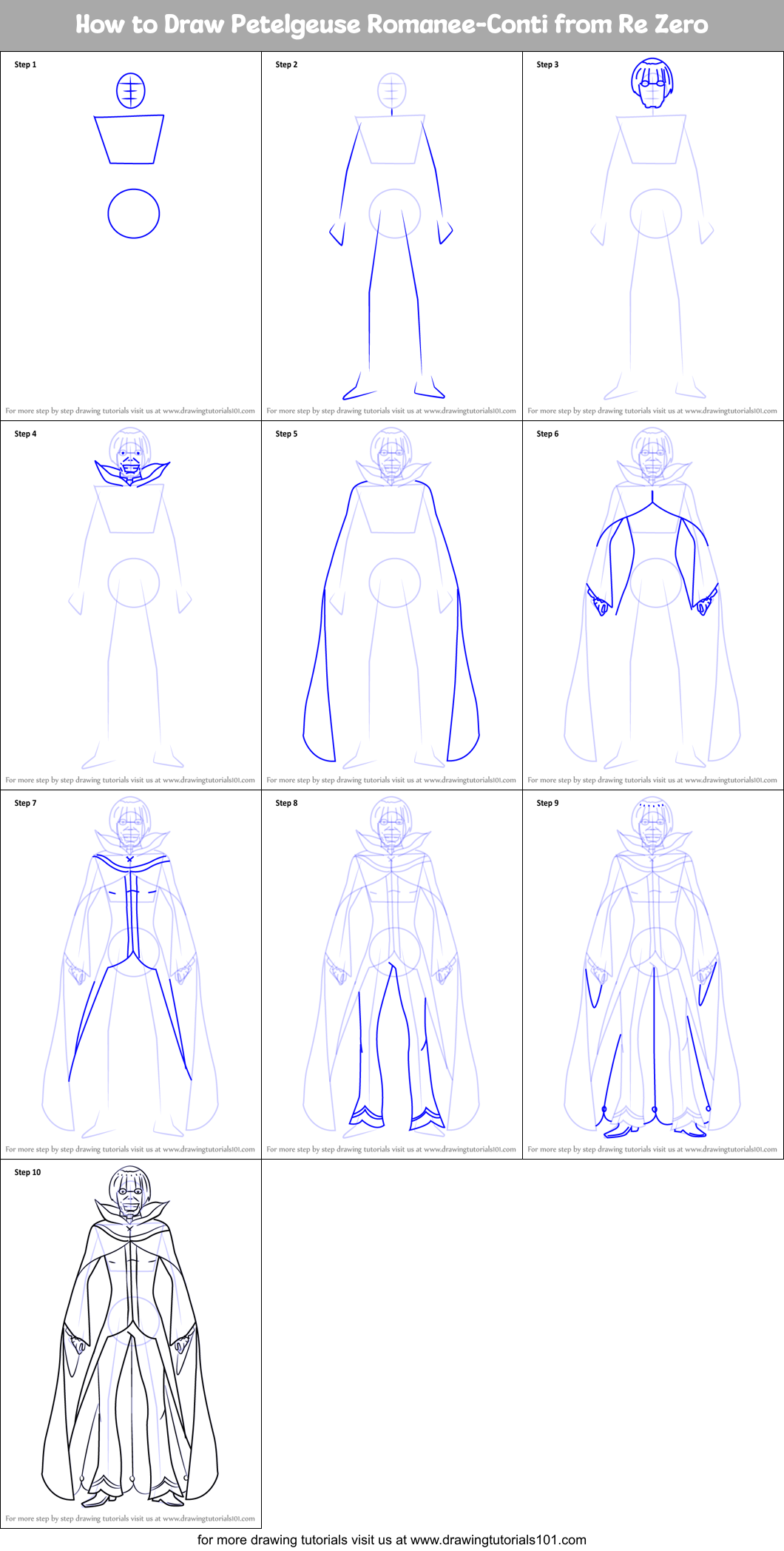 How to Draw Petelgeuse Romanee-Conti from Re Zero Printable Step by Step