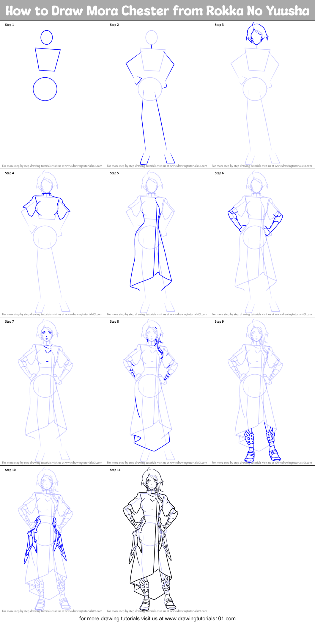 How to Draw Mora Chester from Rokka No Yuusha Printable Step by Step