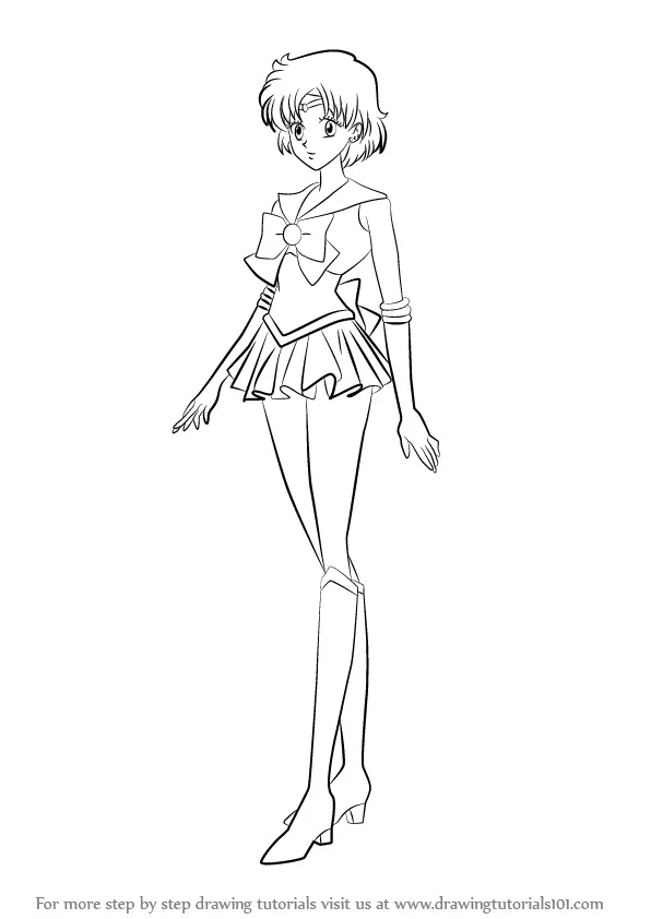 Learn How to Draw Sailor Mercury from Sailor Moon (Sailor Moon) Step by