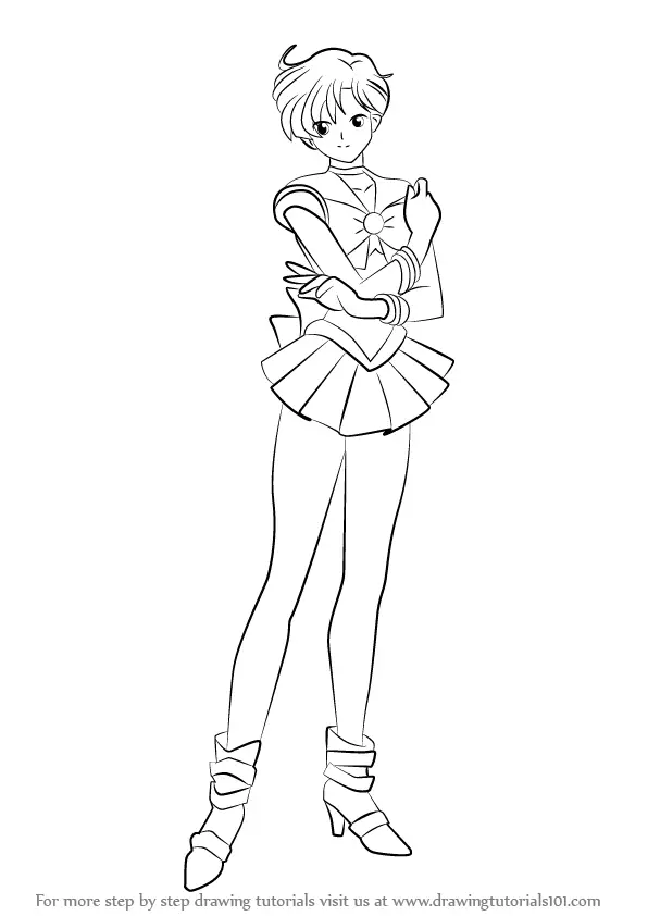 Learn How to Draw Sailor Uranus from Sailor Moon (Sailor Moon) Step by