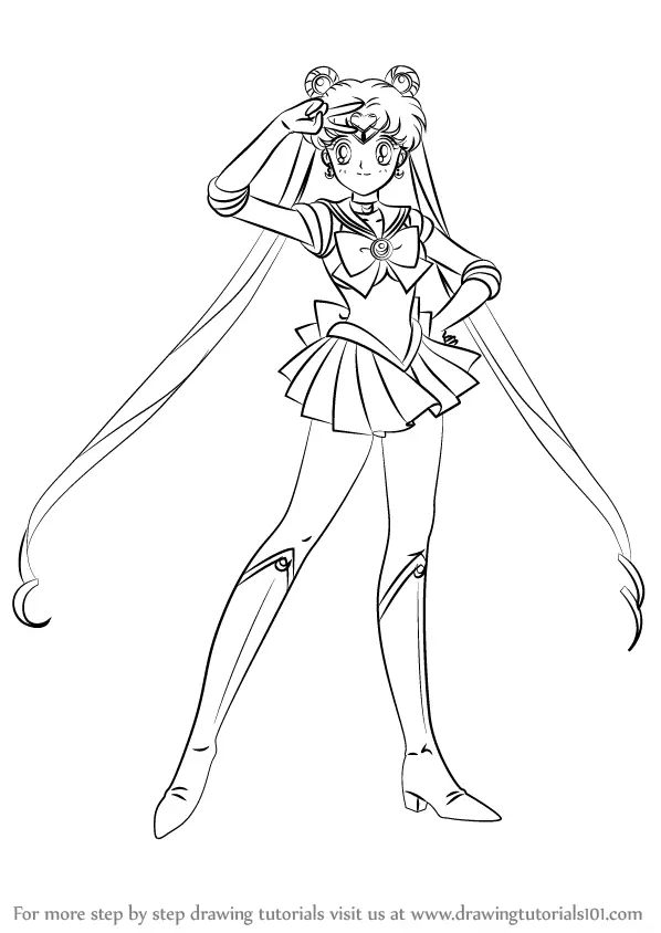 Learn How to Draw Sailor Moon (Sailor Moon) Step by Step : Drawing Tutorials