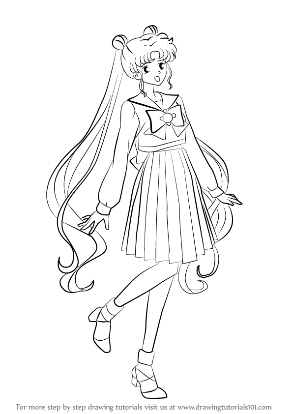 Learn How to Draw Usagi Tsukino from Sailor Moon (Sailor Moon) Step by