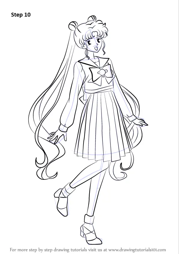 Learn How to Draw Usagi Tsukino from Sailor Moon (Sailor Moon) Step by Step  : Drawing Tutorials