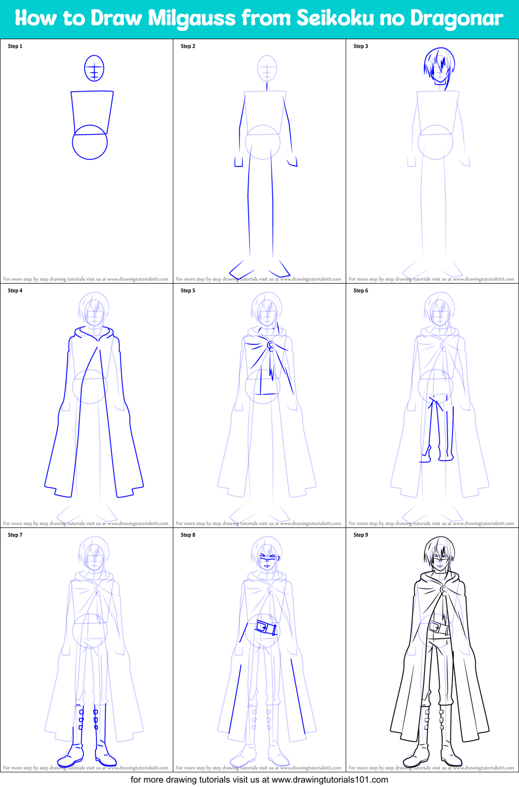 How to Draw Milgauss from Seikoku no Dragonar Printable Step by Step