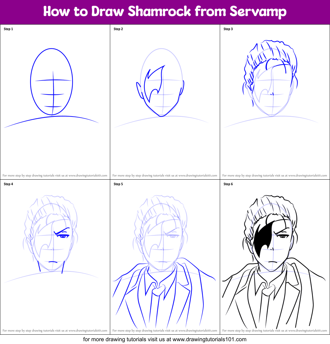How to Draw Shamrock from Servamp Printable Step by Step