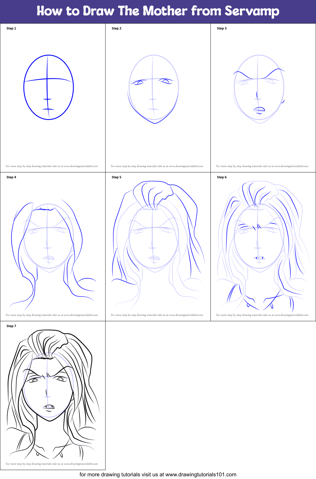How to Draw The Mother from Servamp Printable Step by Step