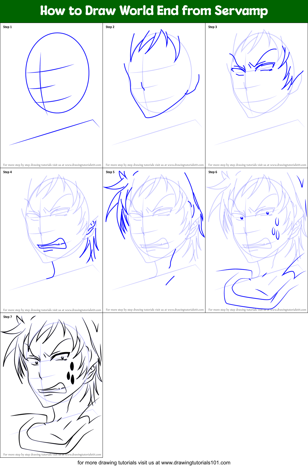 How to Draw World End from Servamp Printable Step by Step