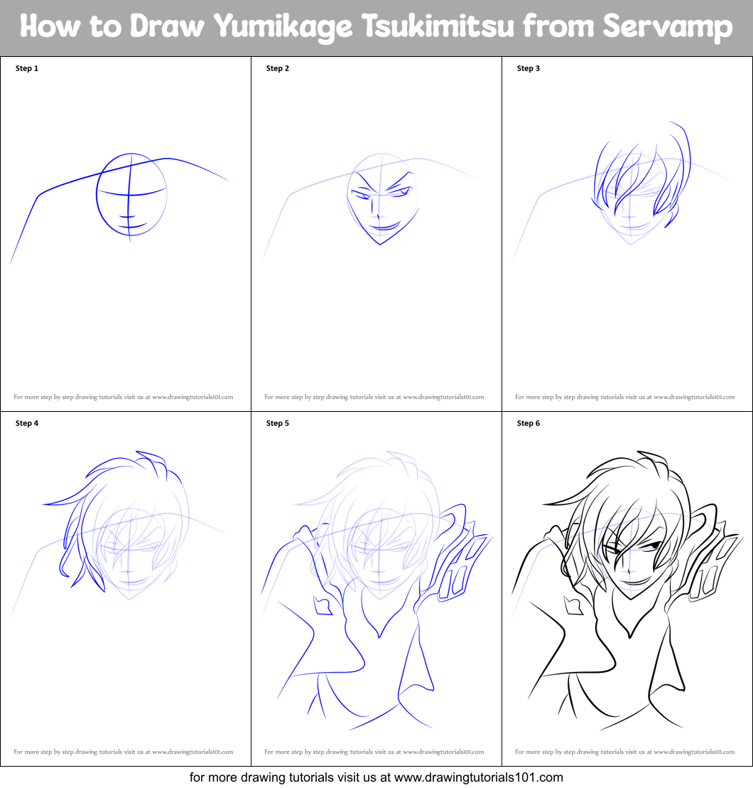 How to Draw Yumikage Tsukimitsu from Servamp Printable Step by Step