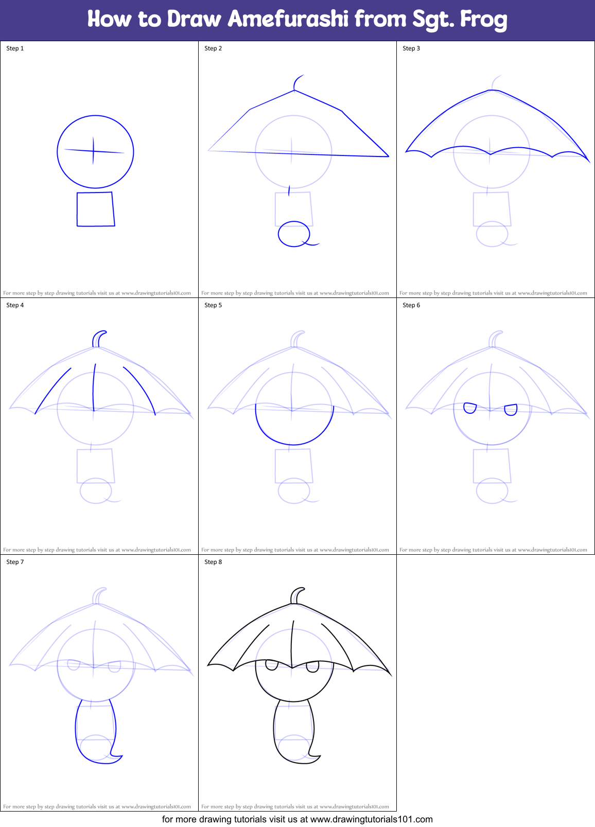 How to Draw Amefurashi from Sgt. Frog Printable Step by Step