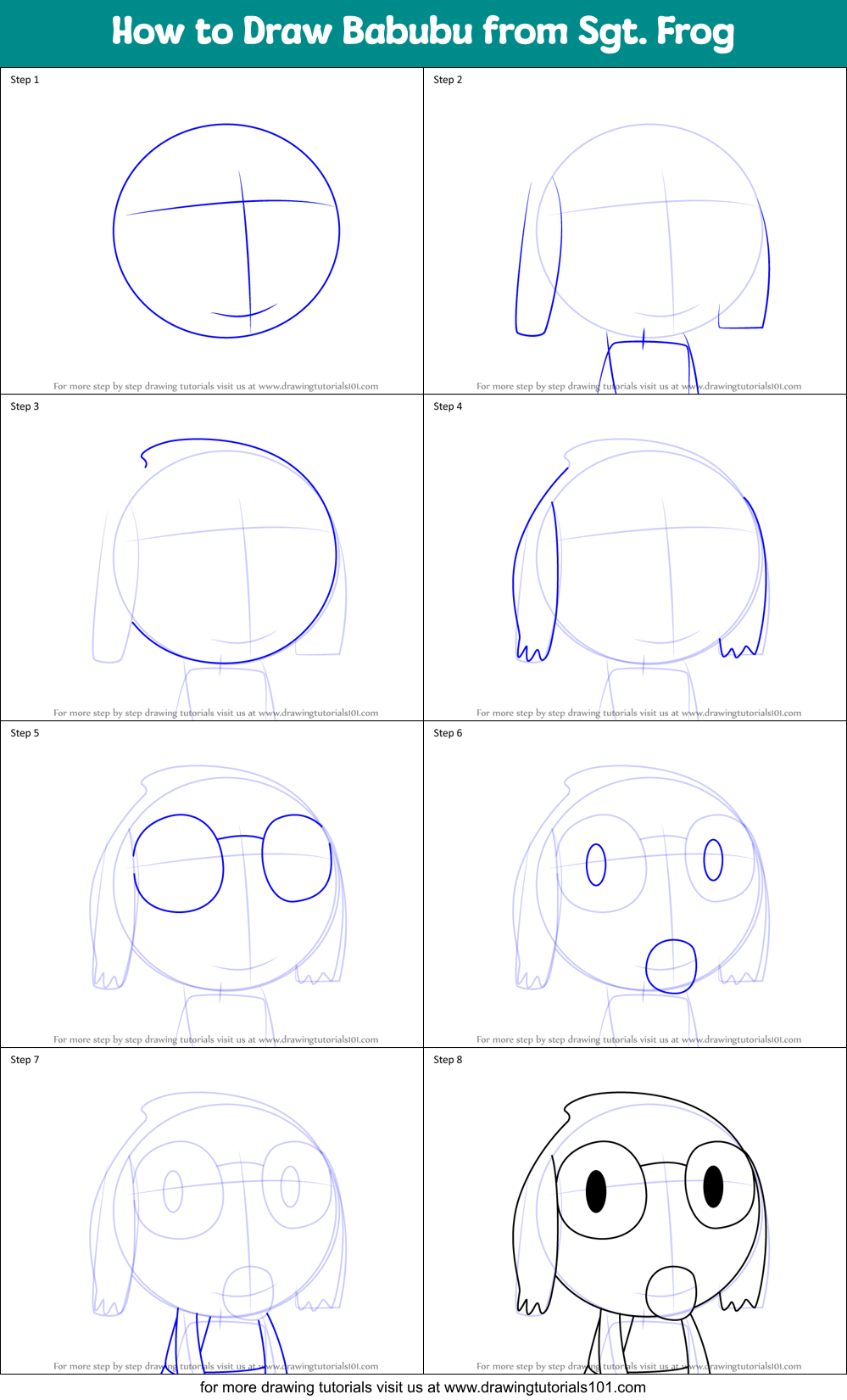 How to Draw Babubu from Sgt. Frog Printable Step by Step