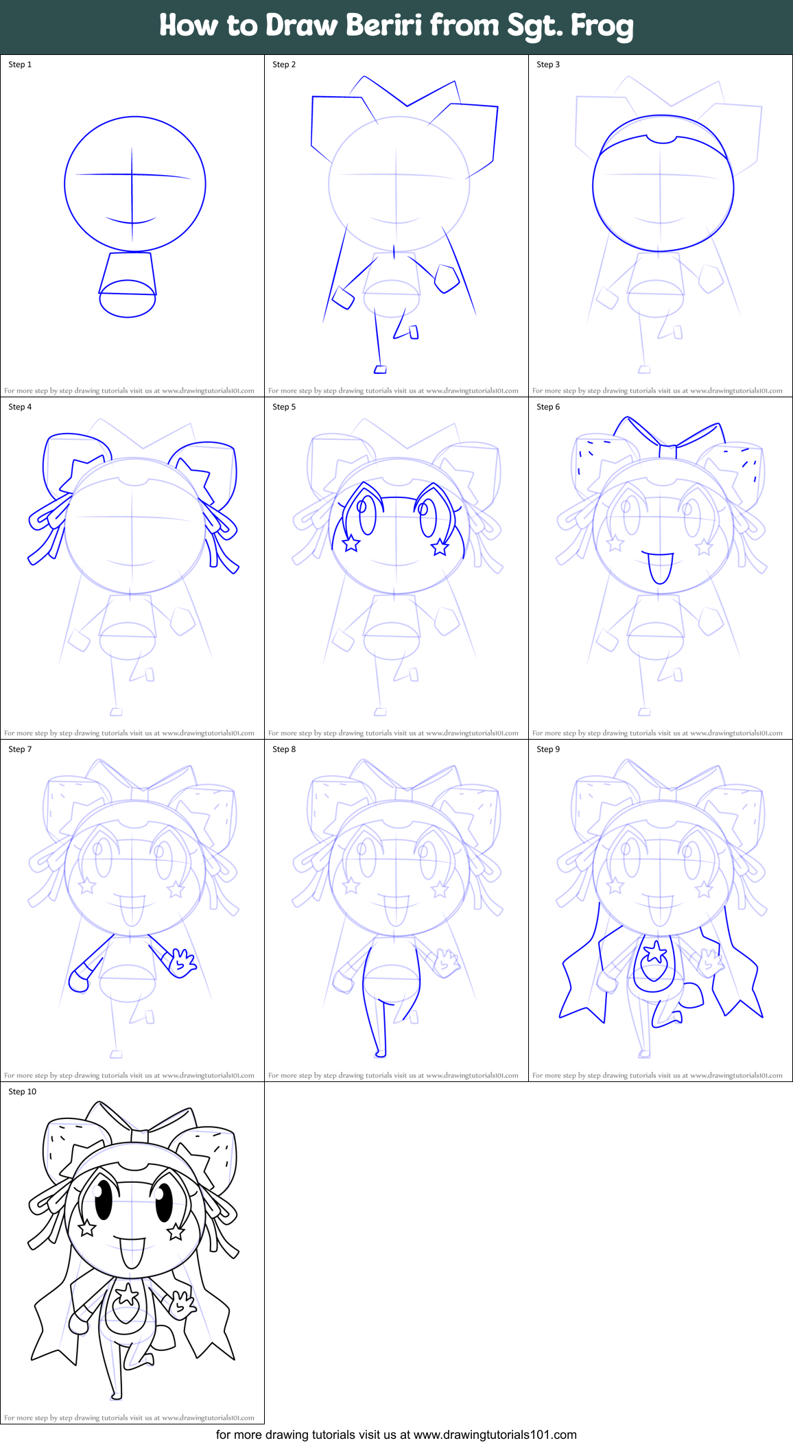 How to Draw Beriri from Sgt. Frog Printable Step by Step