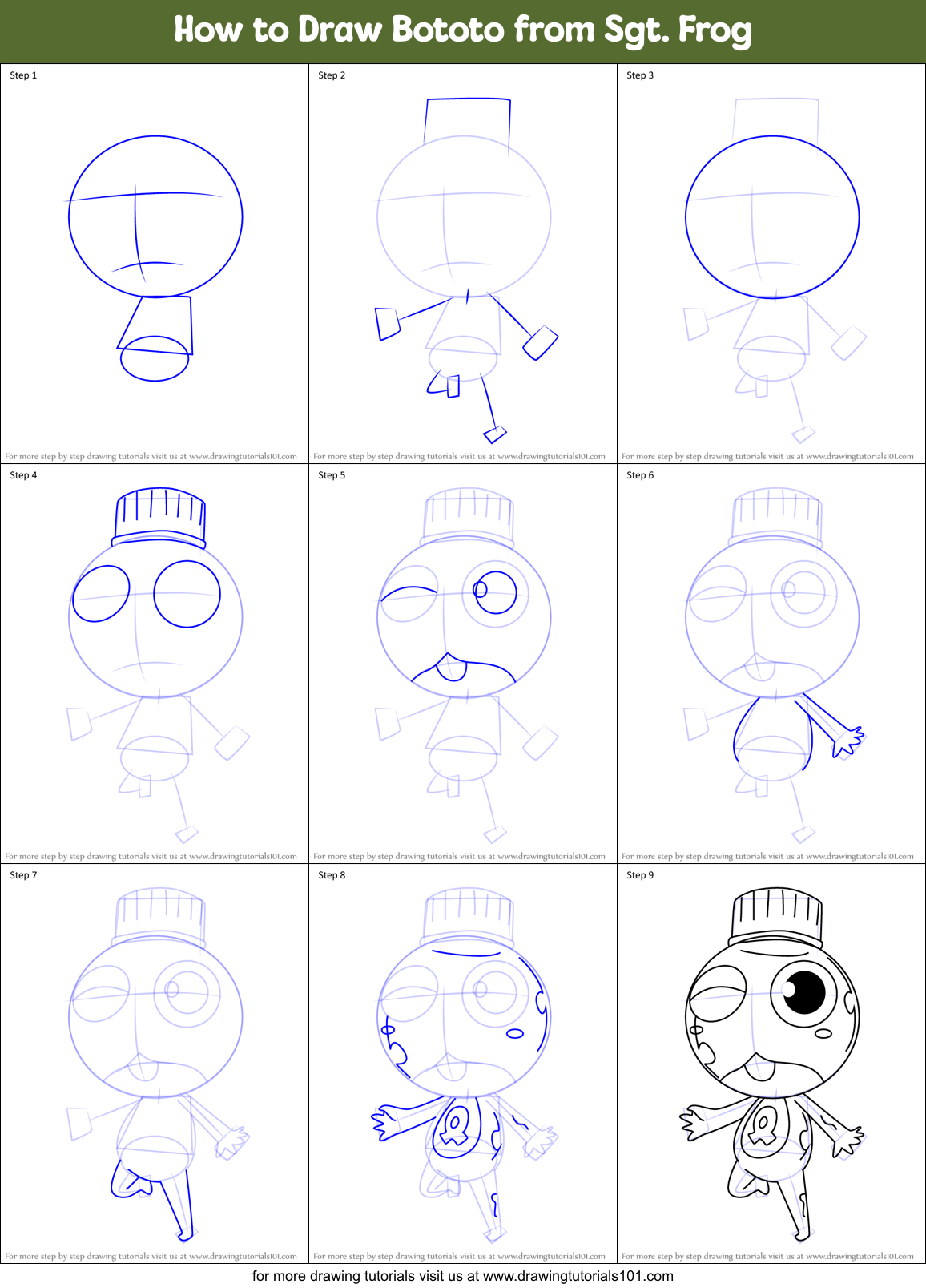 How to Draw Bototo from Sgt. Frog Printable Step by Step