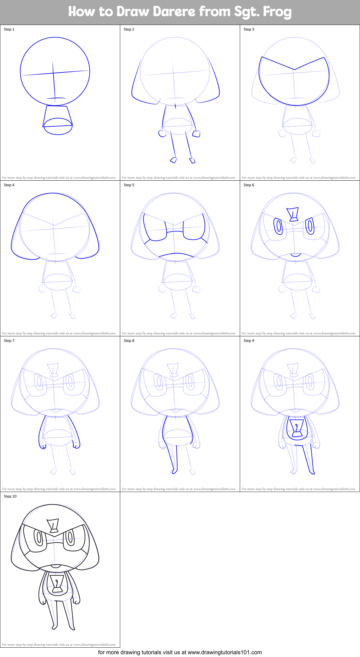 How to Draw Darere from Sgt. Frog Printable Step by Step