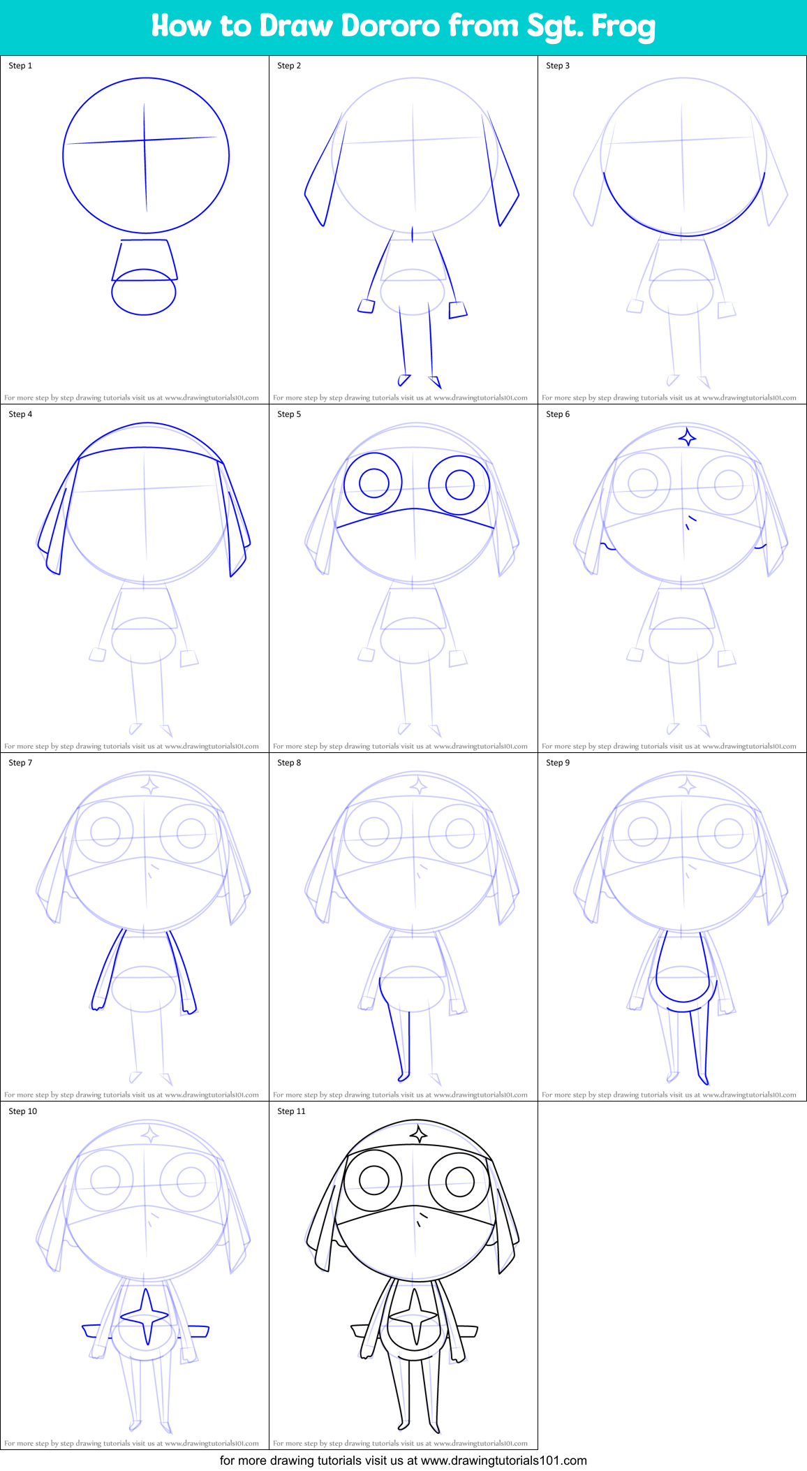 How to Draw Dororo from Sgt. Frog Printable Step by Step