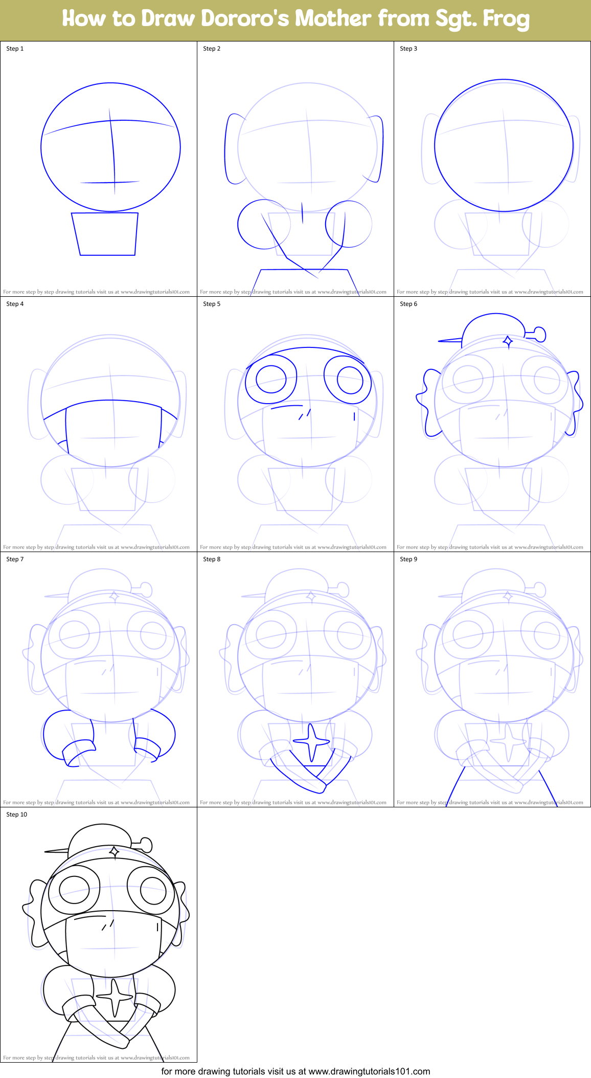 How to Draw Dororo's Mother from Sgt. Frog Printable Step by Step