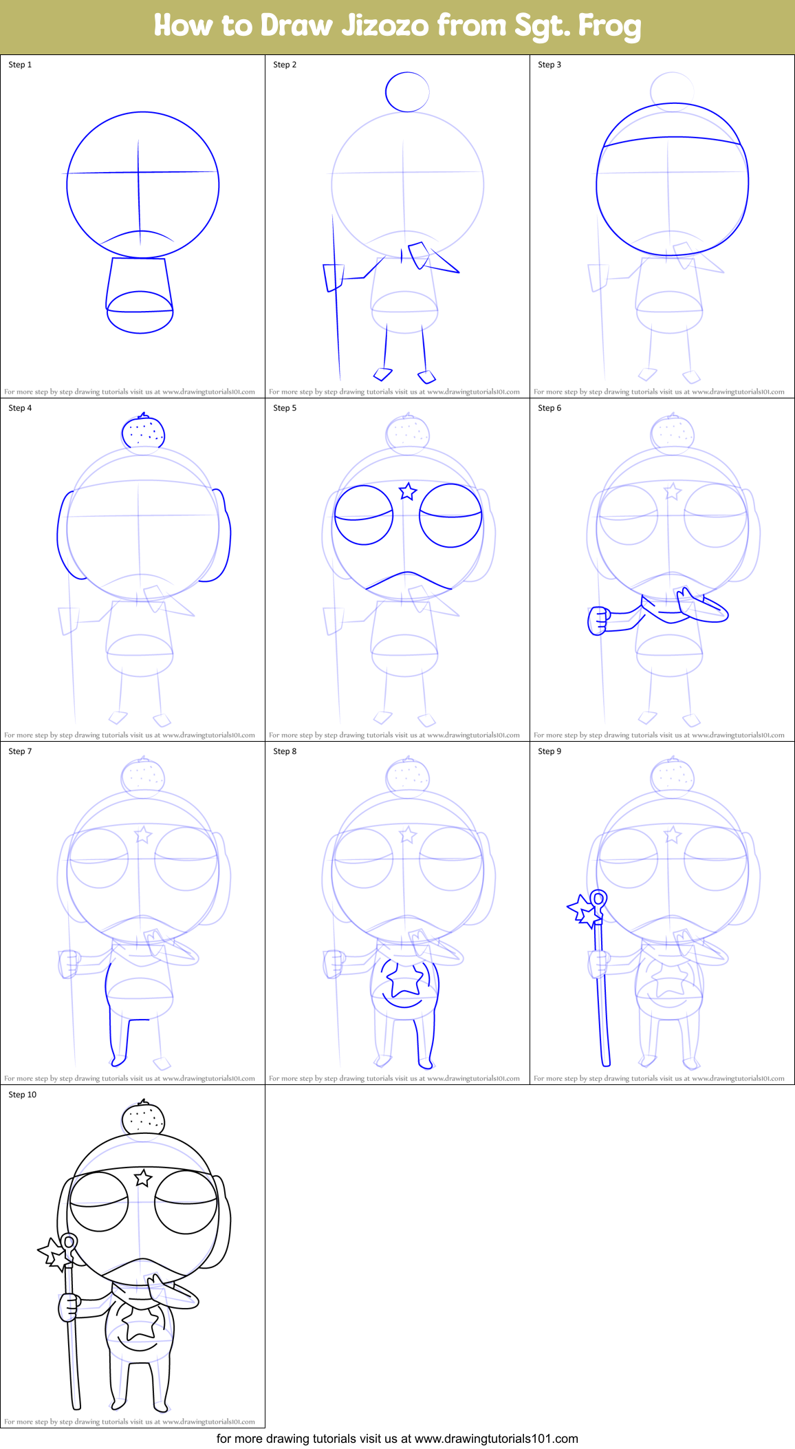 How to Draw Jizozo from Sgt. Frog Printable Step by Step