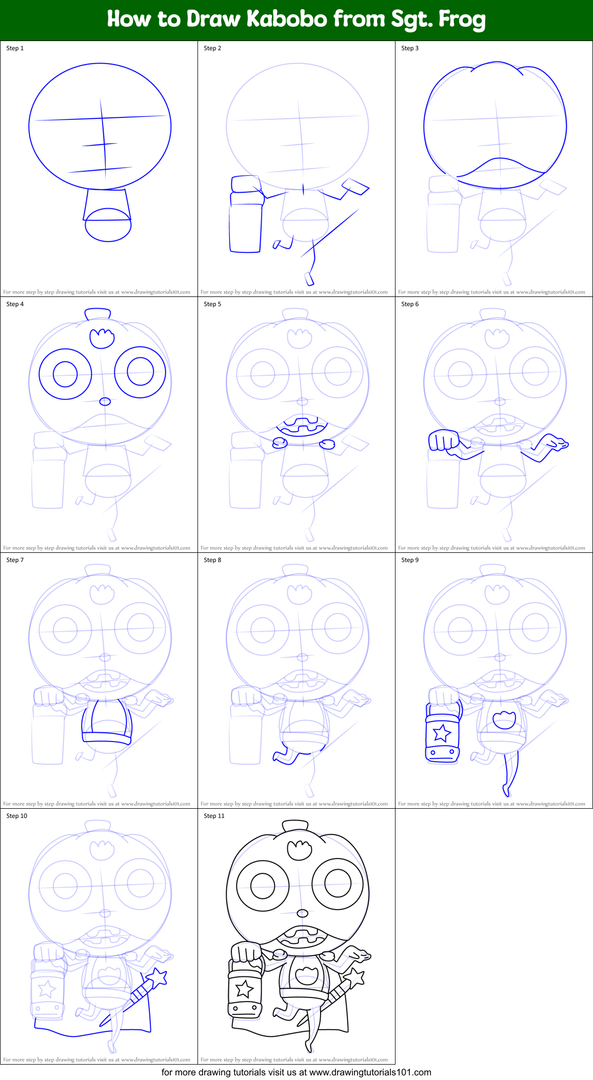 How to Draw Kabobo from Sgt. Frog Printable Step by Step