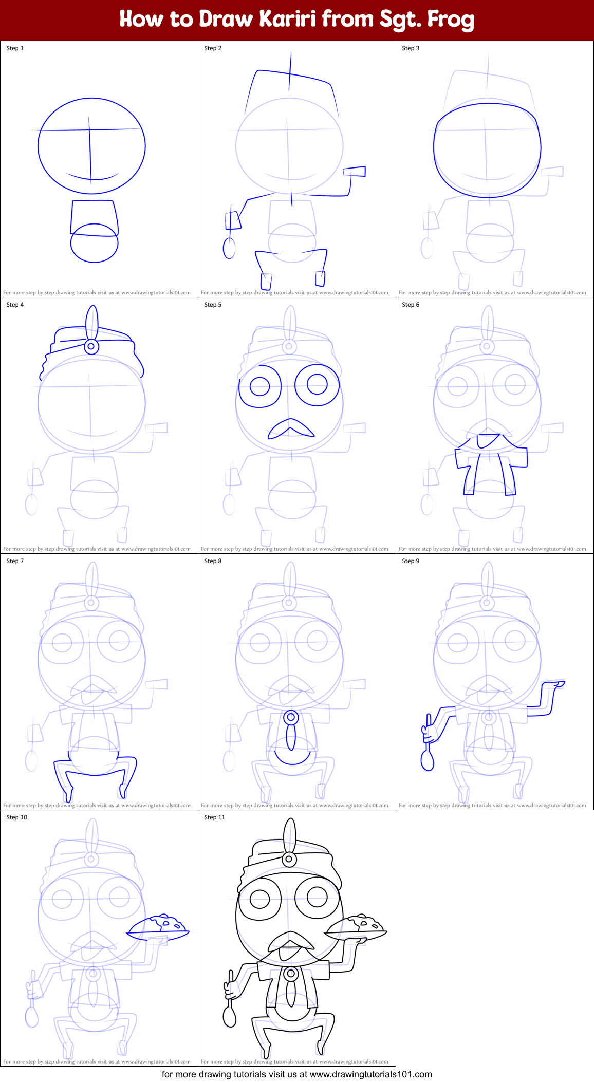 How to Draw Kariri from Sgt. Frog Printable Step by Step