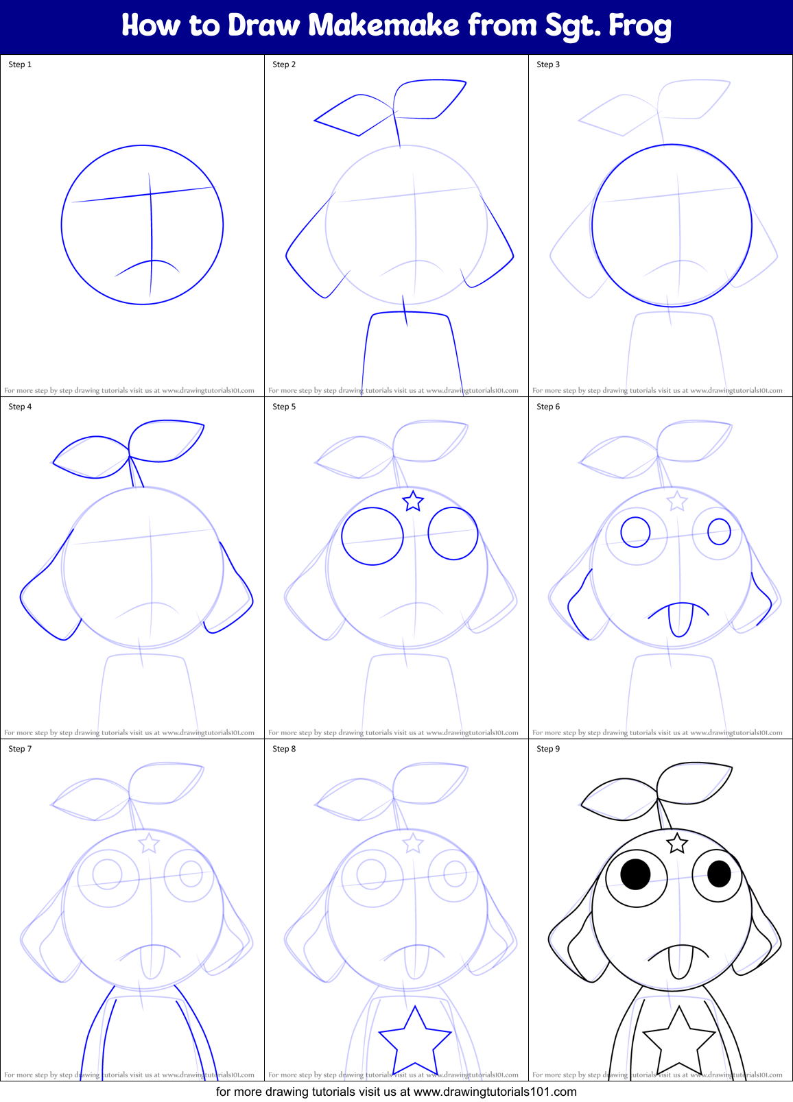 How to Draw Makemake from Sgt. Frog Printable Step by Step
