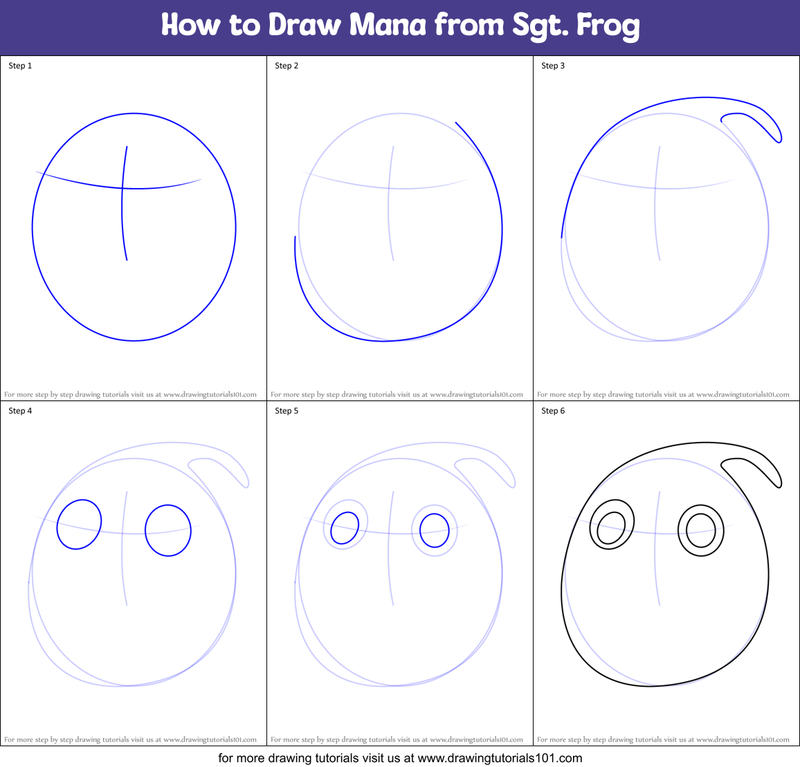 How to Draw Mana from Sgt. Frog Printable Step by Step