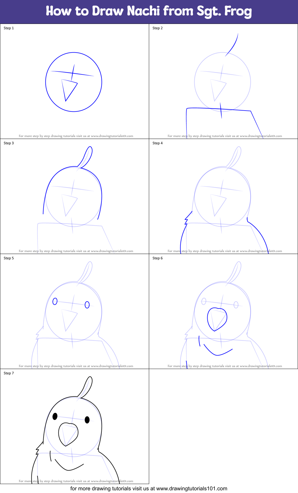 How to Draw Nachi from Sgt. Frog Printable Step by Step