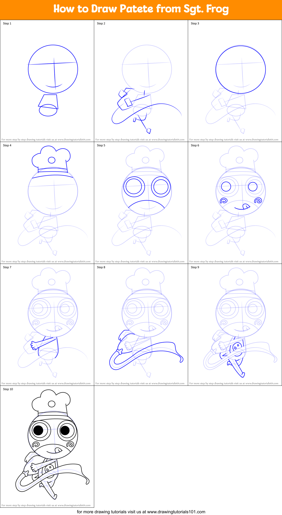 How to Draw Patete from Sgt. Frog Printable Step by Step