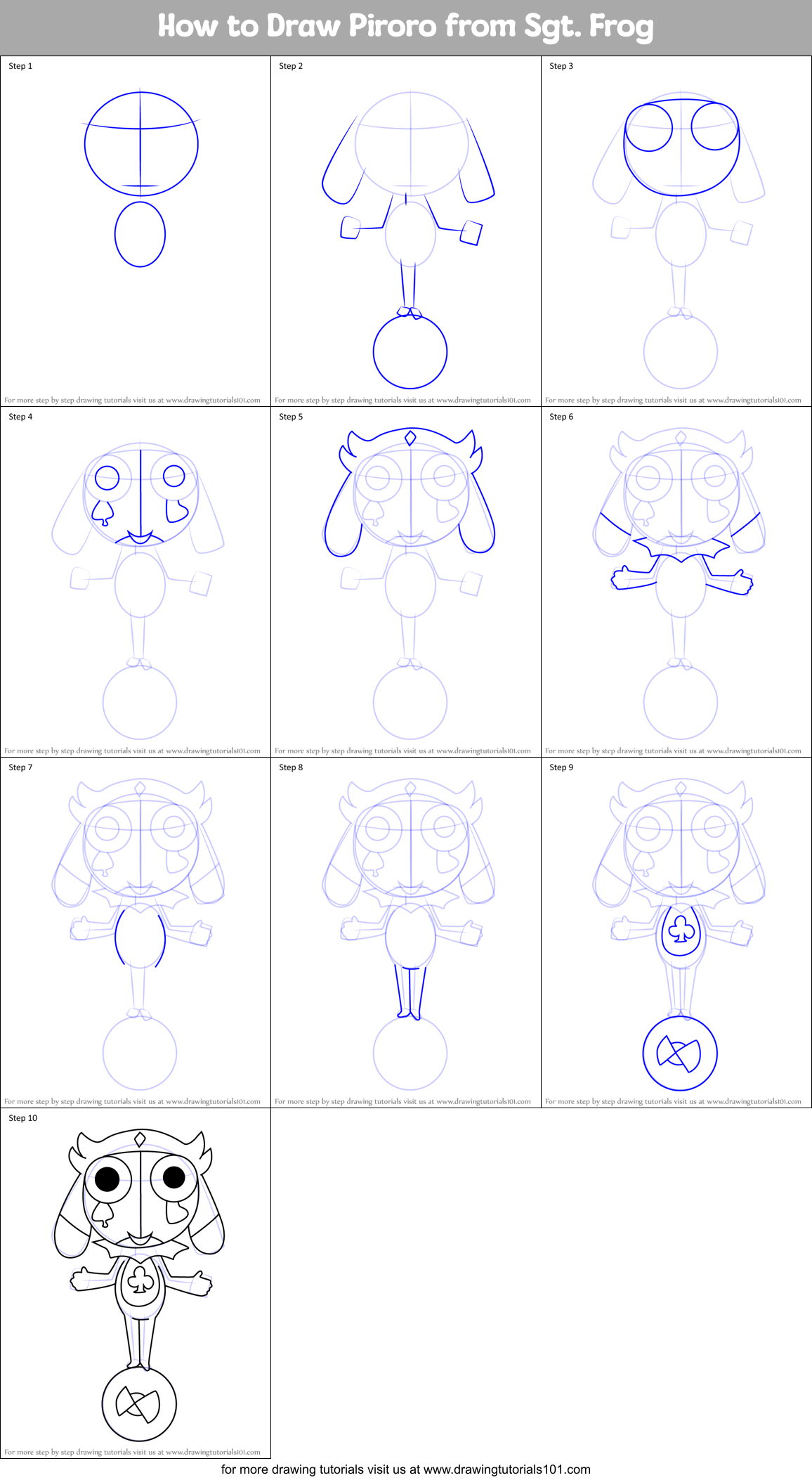 How to Draw Piroro from Sgt. Frog Printable Step by Step