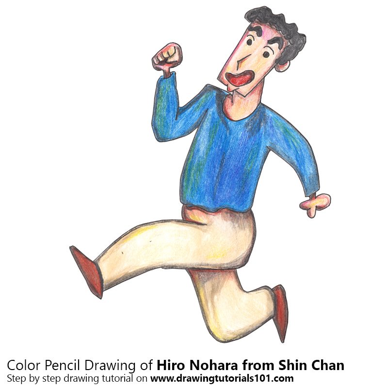 How to Draw Hiro Nohara from Shin Chan by Color Pencils