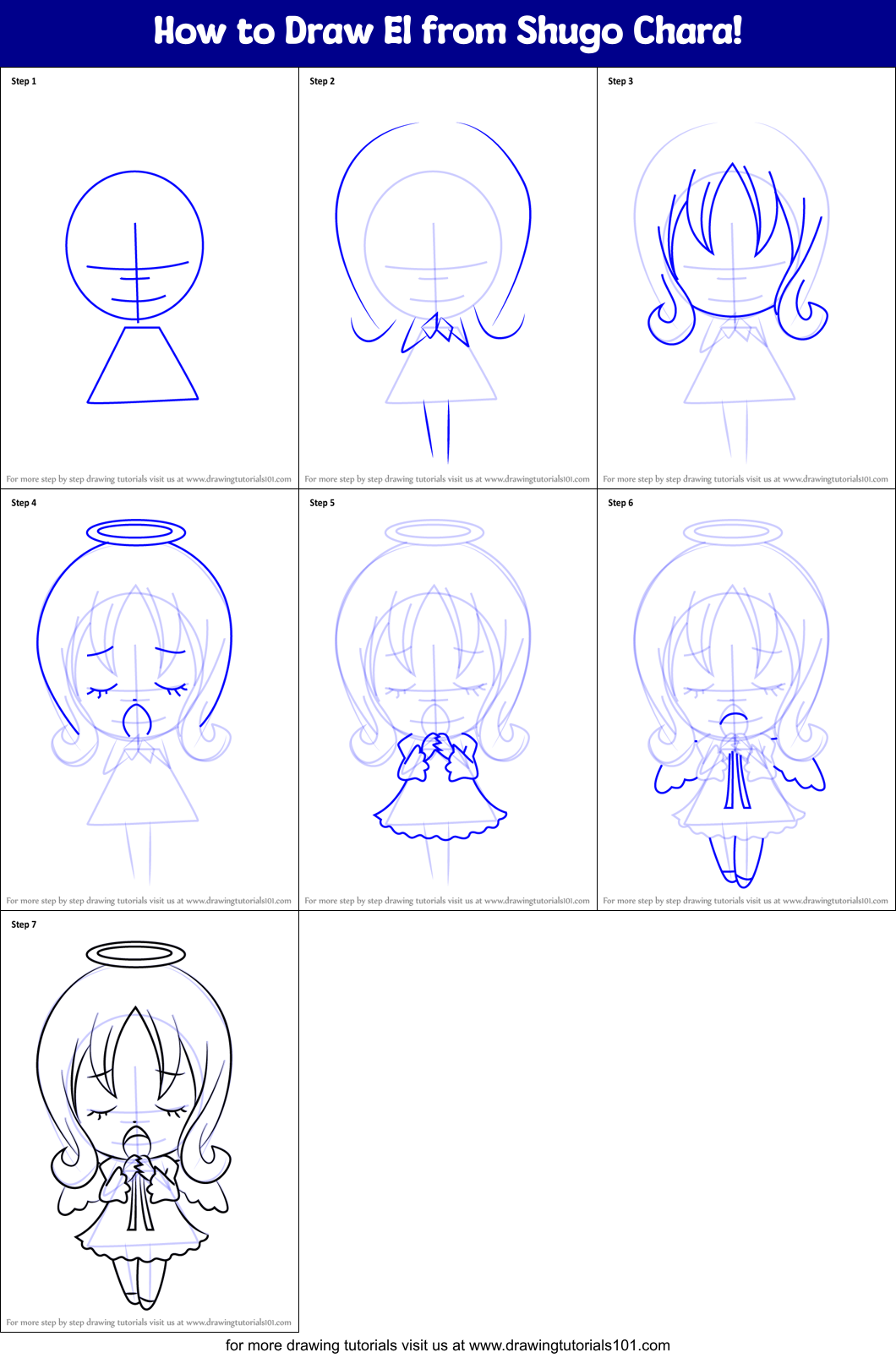 How to Draw El from Shugo Chara! Printable Step by Step