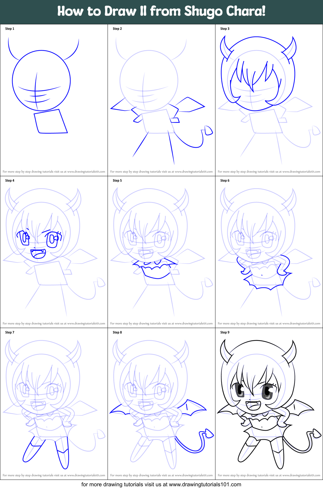 How to Draw Il from Shugo Chara! Printable Step by Step