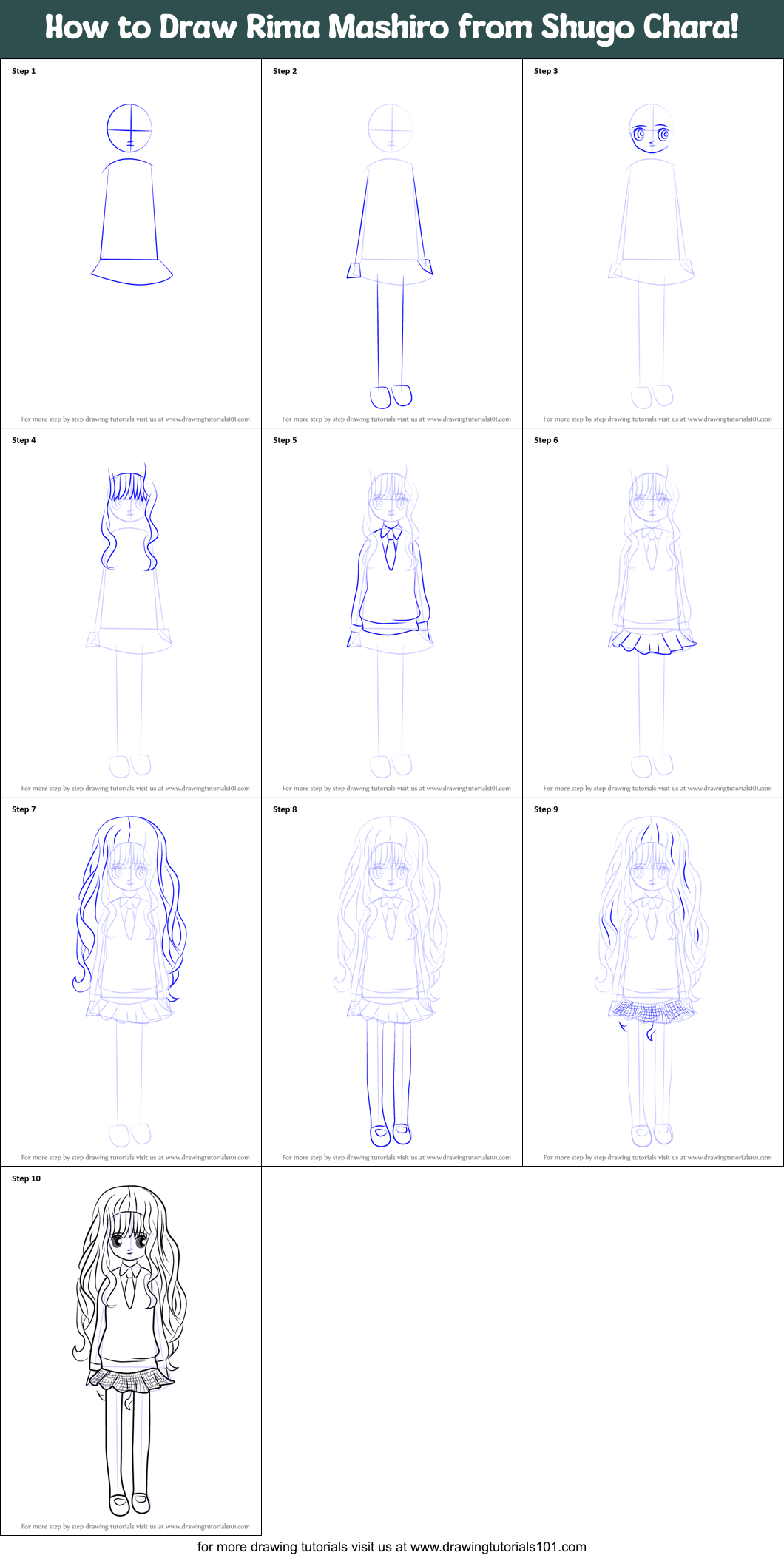 How to Draw Rima Mashiro from Shugo Chara! Printable Step by Step