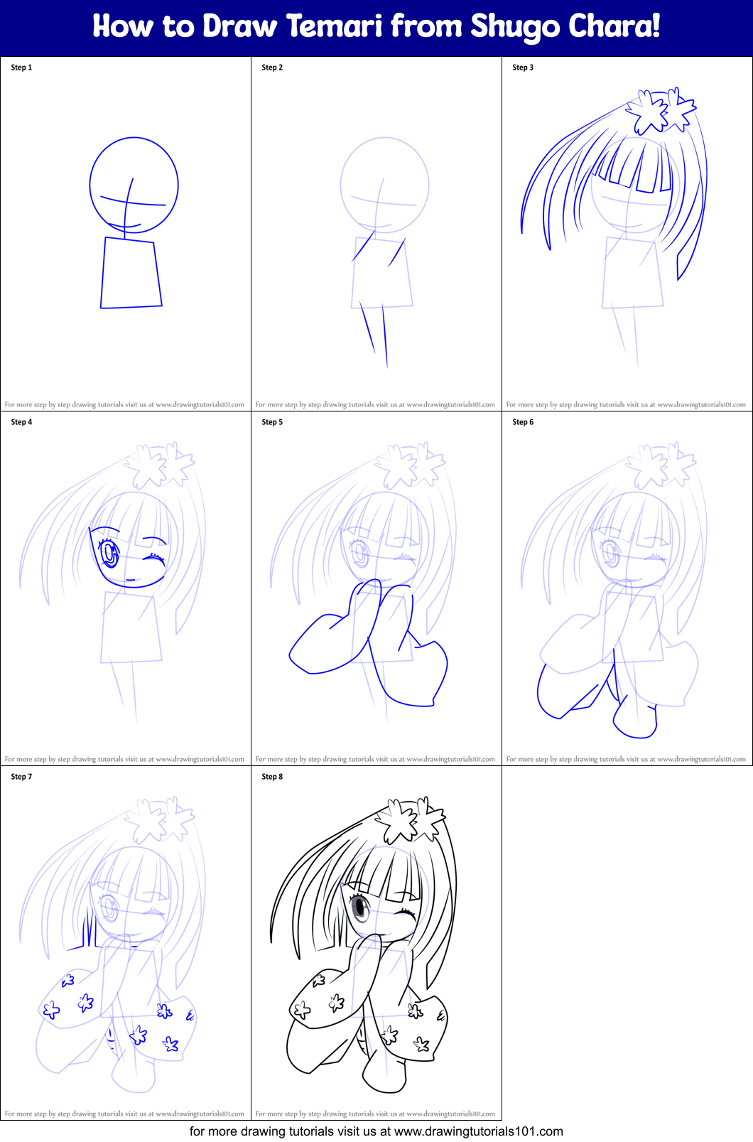 How to Draw Temari from Shugo Chara! Printable Step by Step