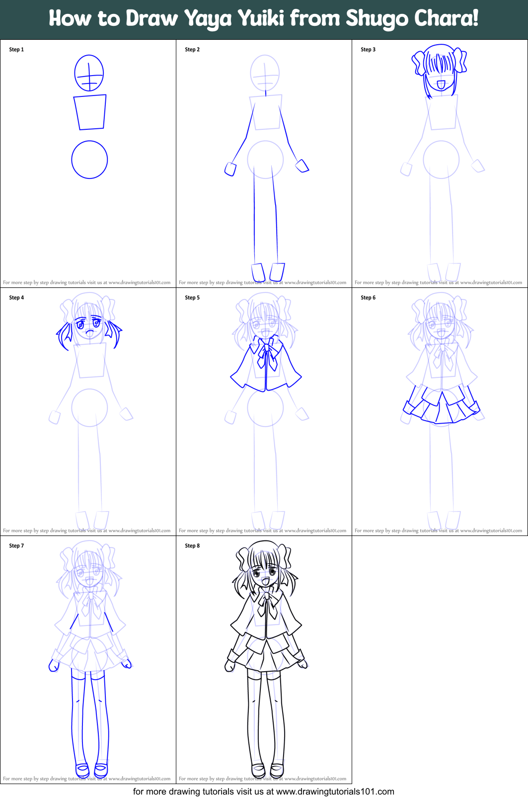 How to Draw Yaya Yuiki from Shugo Chara! Printable Step by Step